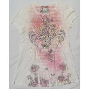 GIRLS Empire Waist Floral Butterfly Wings Blouse